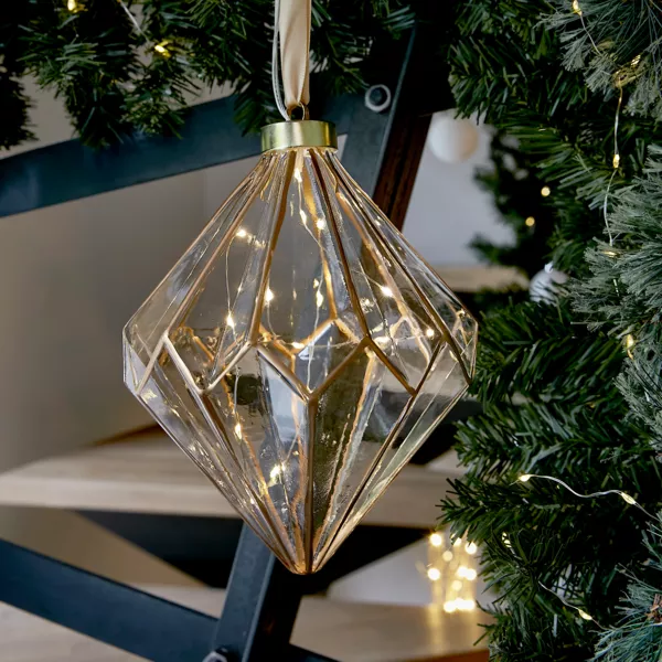 Diamante luminoso a pile 15 LED (H20 cm) Vintage Oro/bianco caldo