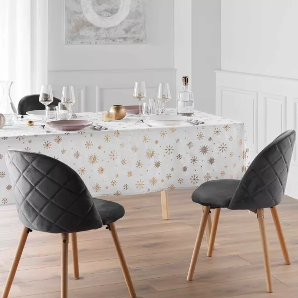 Tovaglia natalizia rettangolare anti macchia (140 x 240 cm) Astrelia Bianco e oro