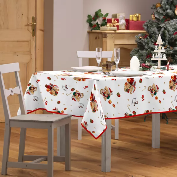 Nappe de No�l rectangulaire anti tache (150 x 240 cm) Oursons