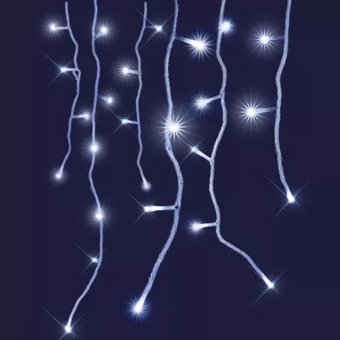 Eisregenlichterkette koppelbar 8m 160 LED Blitz Kaltwei�