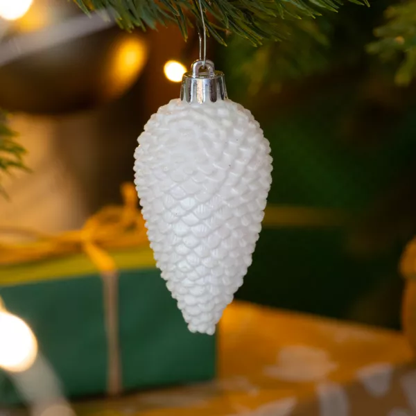 Set di 6 pigne Alpine Bianco