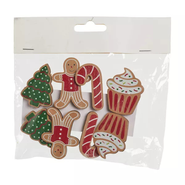 Lot de 8 d�corations � parsemer (H5 cm) Sapin et gourmandise