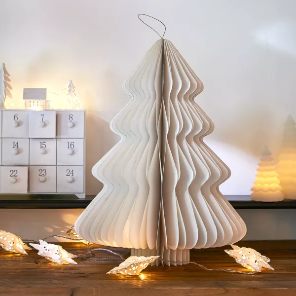 Albero di Natale di carta da appendere (H40 cm) Chiusura magnetica Bianco