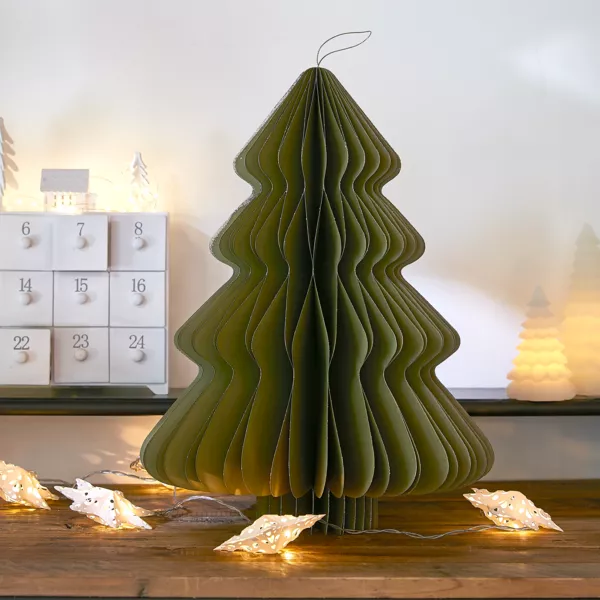 Weihnachtsbaum zum Aufh�ngen aus Papier (H40 cm) Magnetverschluss Gr�n