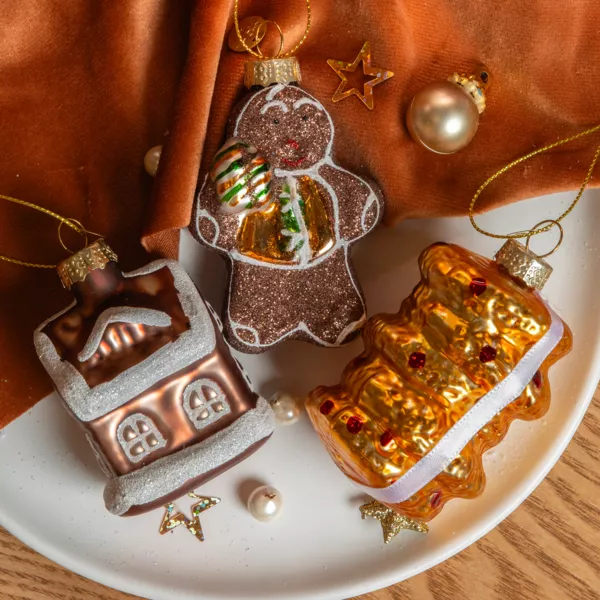 Lot de 3 suspensions en verre (H11 cm) D�lices de No�l