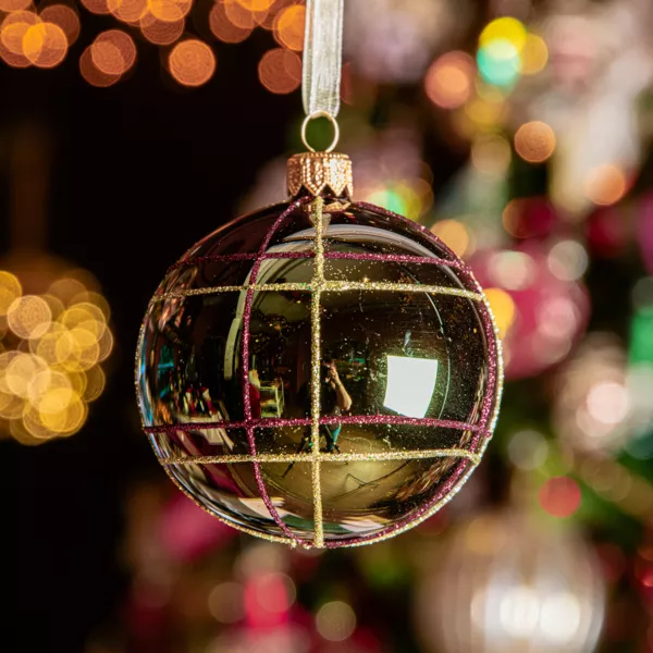 Lot de 6 boules de Noël en verre (D80 mm) Ecosse Vert sapin