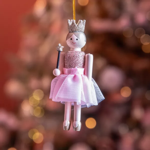 Cascanueces para colgar (H12 cm) Hada princesa Rosa