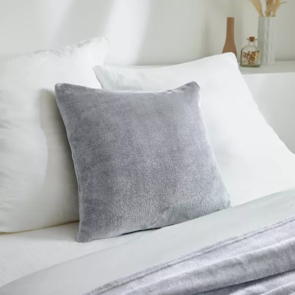 Housse de coussin carr�e flanelle (45 x 45 cm) Didou Gris clair