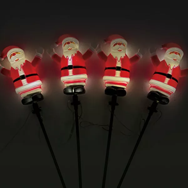 Set di 4 paletti da giardino solari (H40 cm) Babbo Natale luminoso Bianco caldo