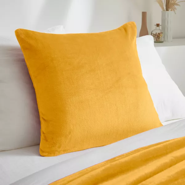 Housse de coussin carr�e flanelle (60 x 60 cm) Didou Jaune moutarde