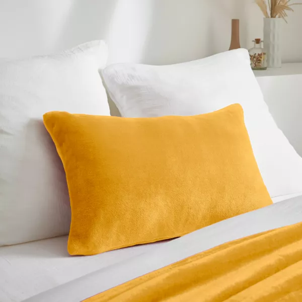 Housse de coussin rectangulaire flanelle (40 x 60 cm) Didou Jaune moutarde