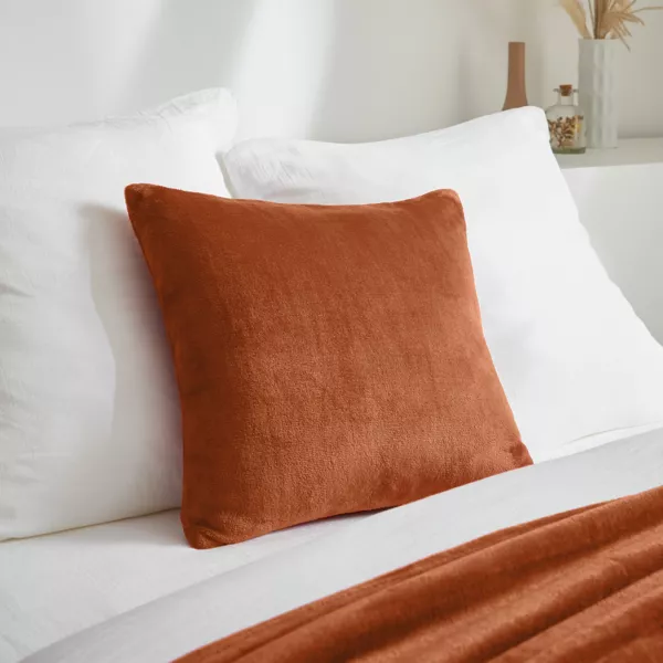 Housse de coussin carr�e flanelle (45 x 45 cm) Didou Cuivre