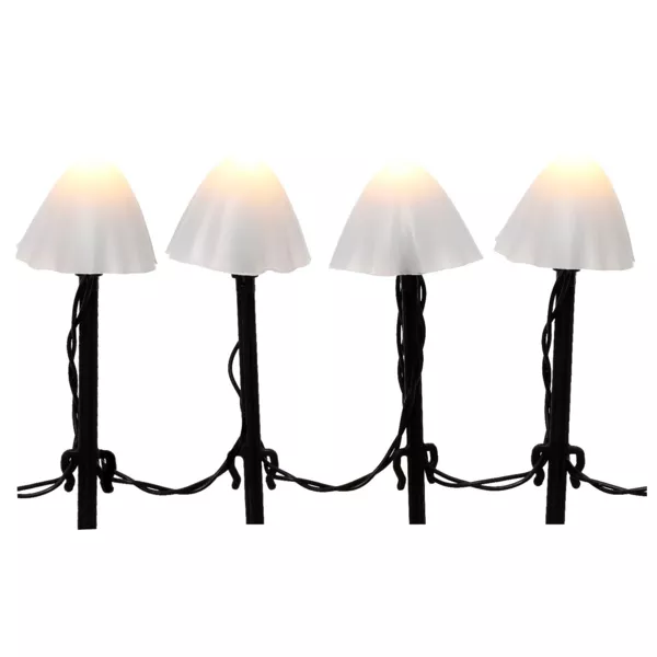 Set van 4 verlichte grondprikkers 20 LED Champignons H20 cm Warm wit (batterijen)
