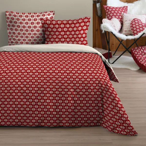 Copripiumino e due federe in cotone (240 x 220 cm) Valgenis Rosso