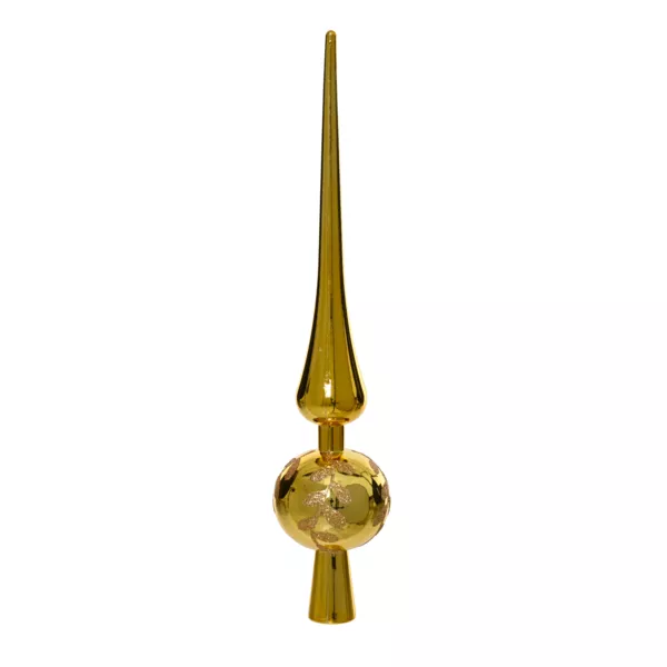 Puntale dell'albero Foglia glitterata Oro chiaro