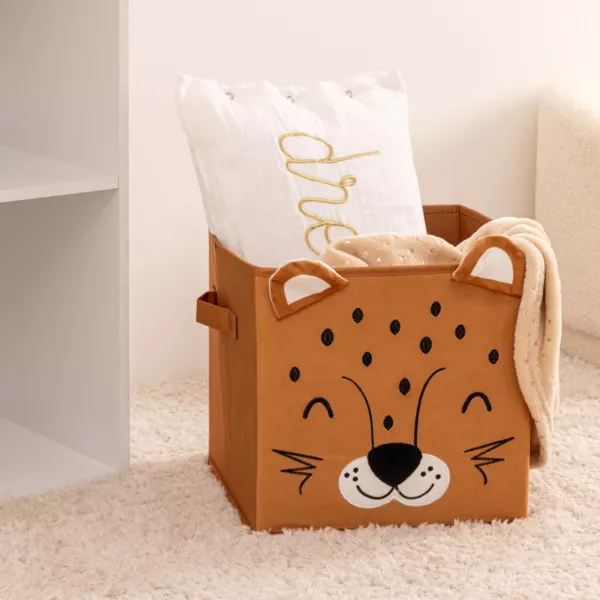 Cesta de almacenamiento plegable de terciopelo para ni�os (29 x 29 cm) L�o Marr�n