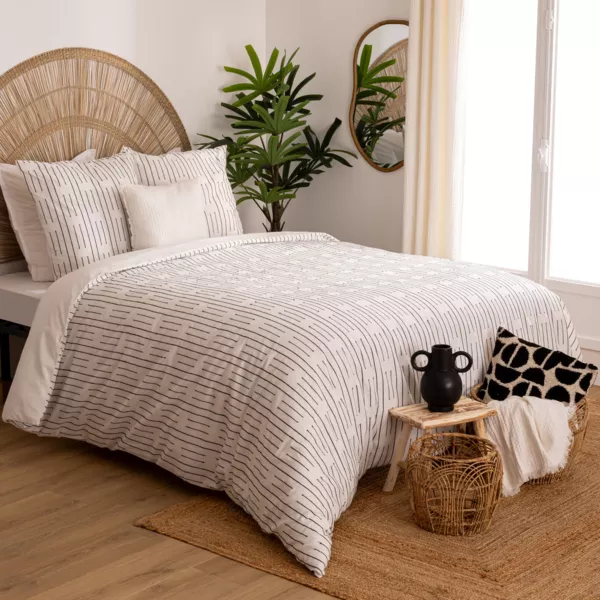 Funda n�rdica y dos fundas de almohadas algod�n (240 x 220 cm) Dobby Negro