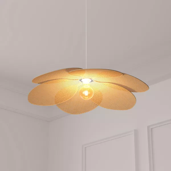Suspension lumineuse p�tales bambou (D62 cm) Rym Naturel