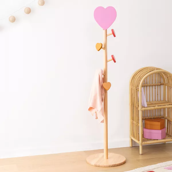 Perchero infantil de madera (H135 cm) Amor Rosa
