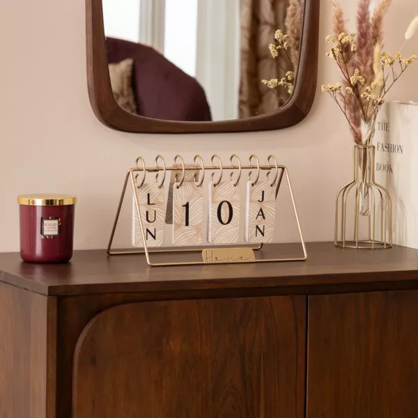 Evig kalender i metal (H17 cm) Efter�rsrosa