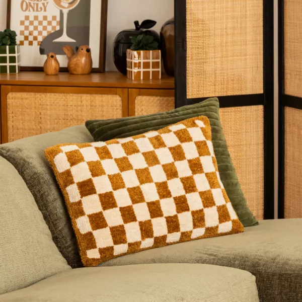 Coj�n rectangular tapizado (38 x 58 cm) Damier Amarillo ocre