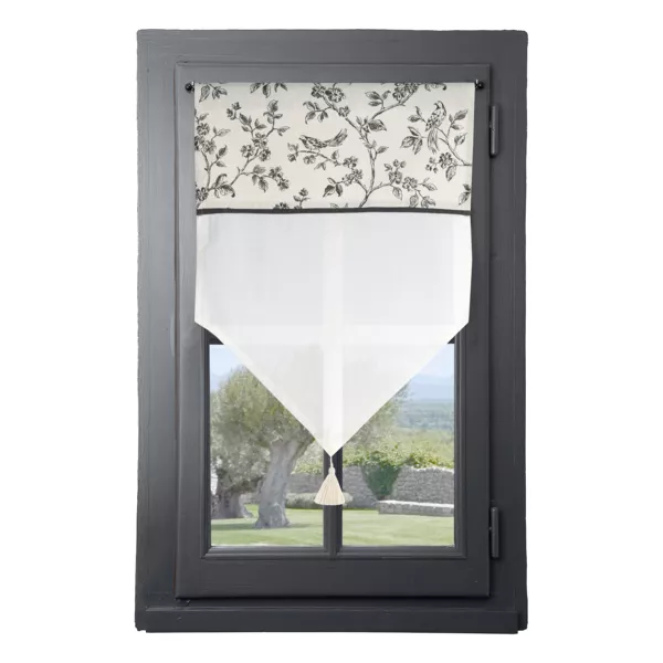 Visillo de ventanal con trabillas (45 x 60 cm) Clarine Marfil