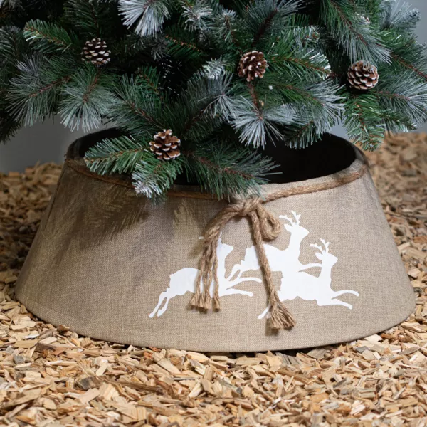 Cubre pie de �rbol de Yute (D68 cm) Renos de Navidad