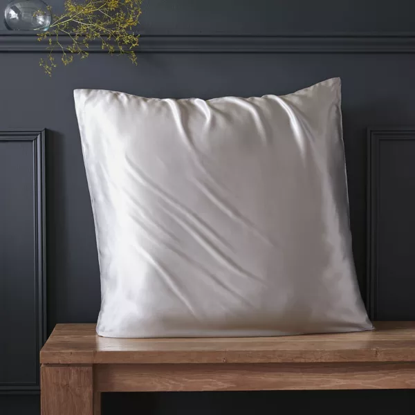 Taie d'oreiller carr�e soie de m�rier (80 x 80 cm) Mizuki Gris clair