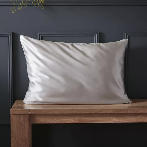 Taie d'oreiller rectangulaire soie de m�rier (50 x 80 cm) Mizuki Gris clair