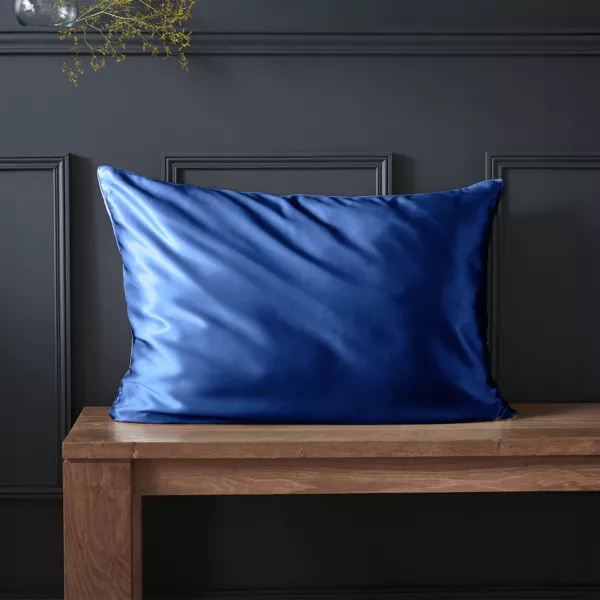Taie d'oreiller rectangulaire soie de m�rier (50 x 70 cm) Mizuki Bleu marine