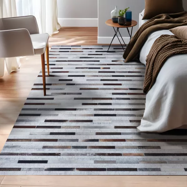 Tapis de salon rectangulaire laine jacquard (140 x 200 cm) Sanjay Gris