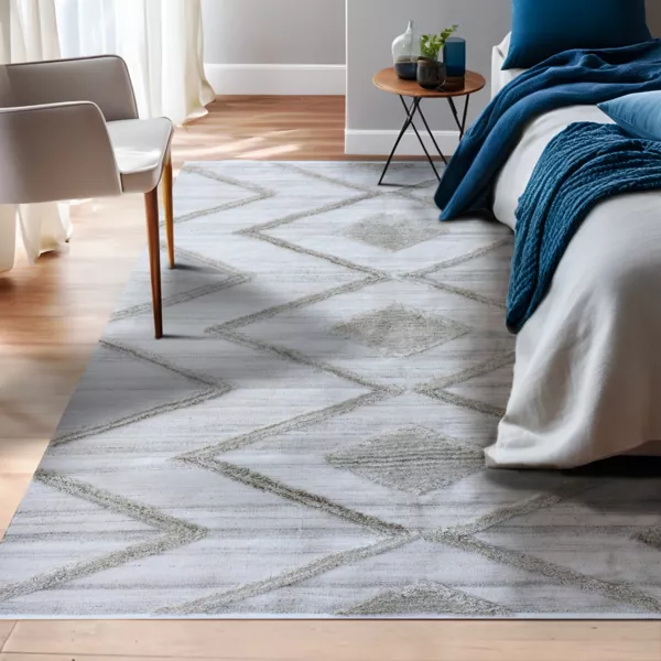 Tappeto da soggiorno rettangolare in materiale riciclato tufted (160 x 230 cm) Kaito Avorio