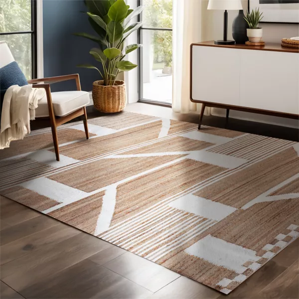 Alfombra rectangular de sal�n de yute (140 x 200 cm) Paris Beige