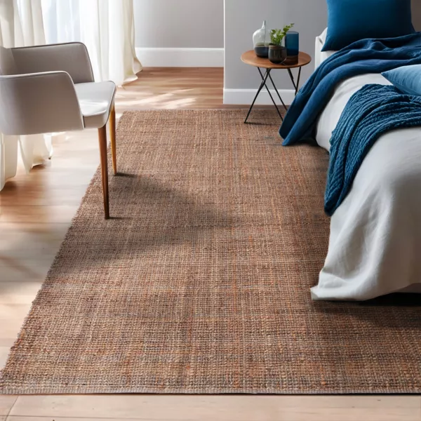 Alfombra rectangular de salón de yute tejida a mano (160 x 230 cm) Yuto Marrón