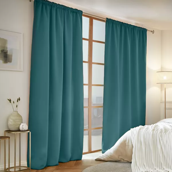 Rideau obscurcissant thermique galon fronceur (140 x 240 cm) Calore Bleu canard