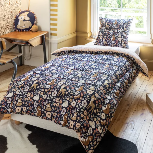 Couette imprim�e enfant et une taie d'oreiller (140 x 200 cm) For�t enchant�e Multicolore