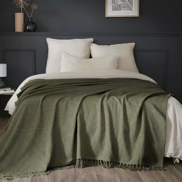 Plaid coton (180 x 220 cm) Sixtine Vert romarin