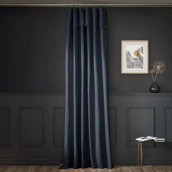 Rideau coton ajustable (140 x max 270 cm) Sixtine Bleu nuit