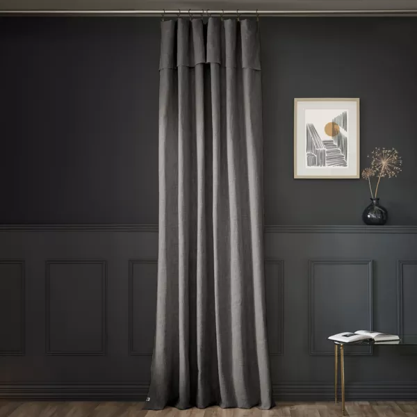 Rideau coton ajustable (140 x max 270 cm) Sixtine Gris ardoise