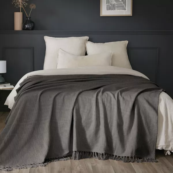 Plaid coton (180 x 220 cm) Sixtine Gris ardoise