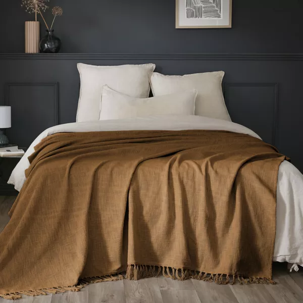 Katoenen plaid (180 x 220 cm) Sixtine Camel