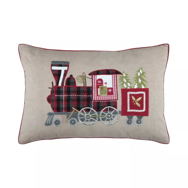 Cuscino di Natale cotone (40 x 60 cm) Vigilia di Natale Trenino Tortora