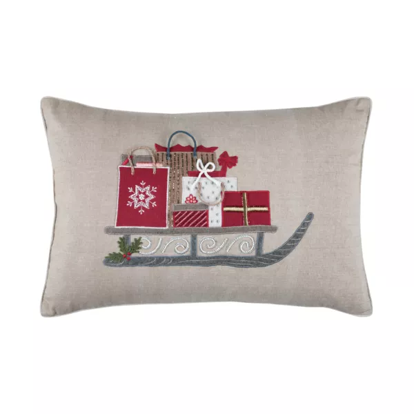 Rechteckiges Weihnachtskissen Baumwolle (40 x 60 cm) Festliche Geschenke Taupe