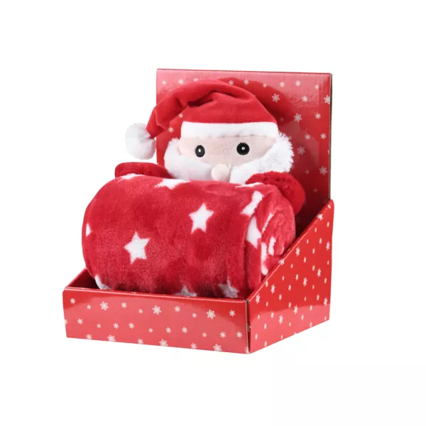Kerstplaid (100 x 75 cm) en rode knuffel Edgard