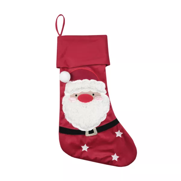 Weihnachtssocke (H48 cm) Edgard Weihnachtsmann Karminrot