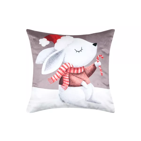 Coussin de No�l carr� velours (40 x 40 cm) Lucien Taupe