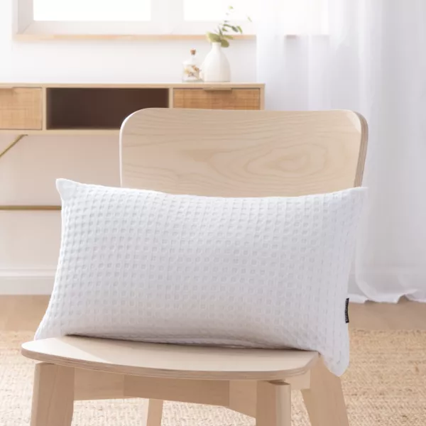 Housse de coussin rectangulaire coton nid d'abeille (30 x 50 cm) Maya Blanche