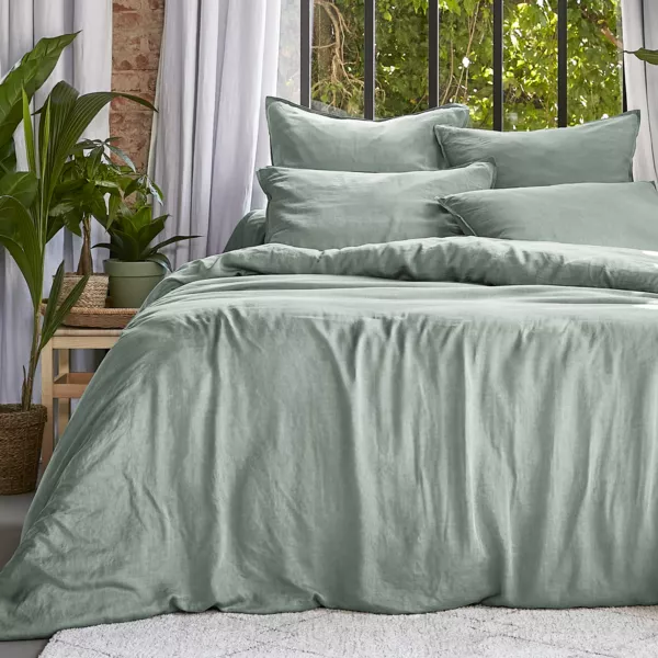 Housse de couette lyocell Tencel� lav� (280 x 240 cm) Olivia Vert eucalyptus