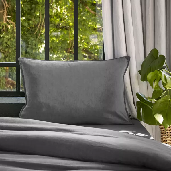 Funda de almohada rectangular lyocell Tencel� lavado (50 x 70 cm) Olivia Gris granito 