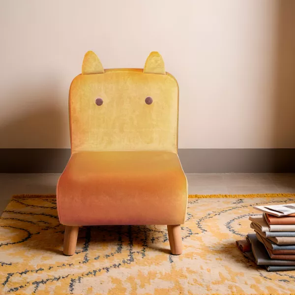 Samt-Kinderstuhl (H50 cm) Hippo Ockergelb
